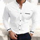 Men's long sleeve grandad collar shirt with chest pocket