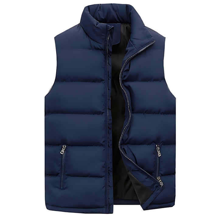 Men's quilted sleeveless puffer gilet with mock neck and zipped pockets
