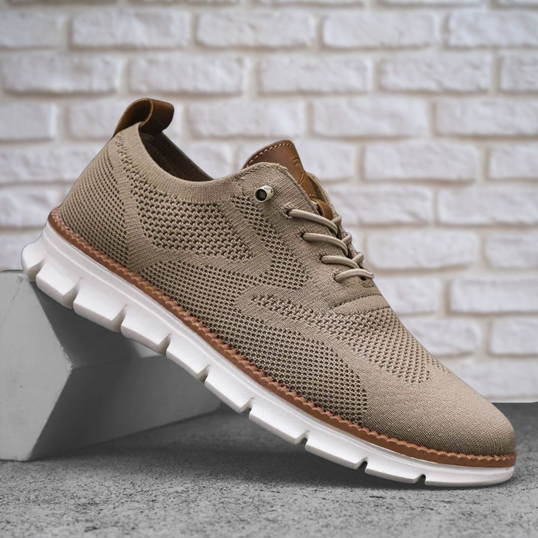 Men's knit lace-up sneaker with textured panels