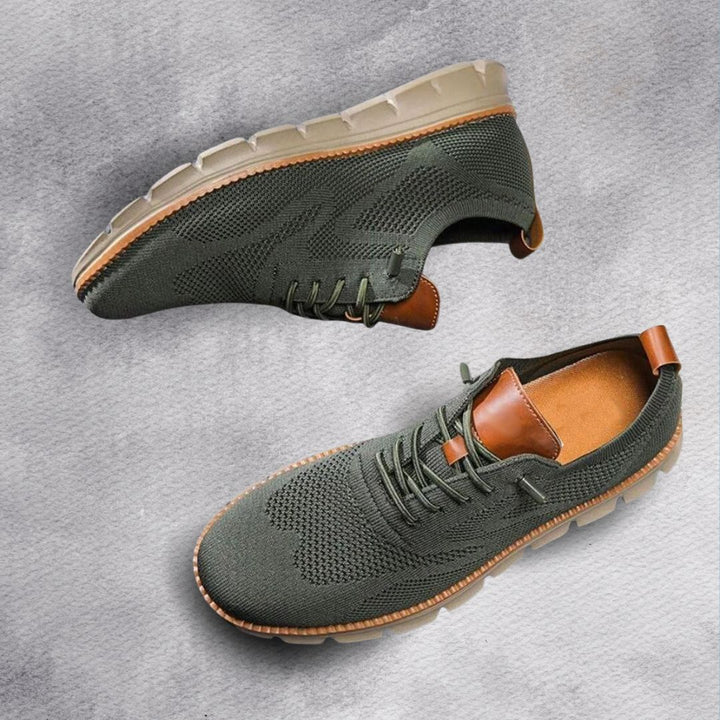 Men's knit lace-up sneaker with textured panels