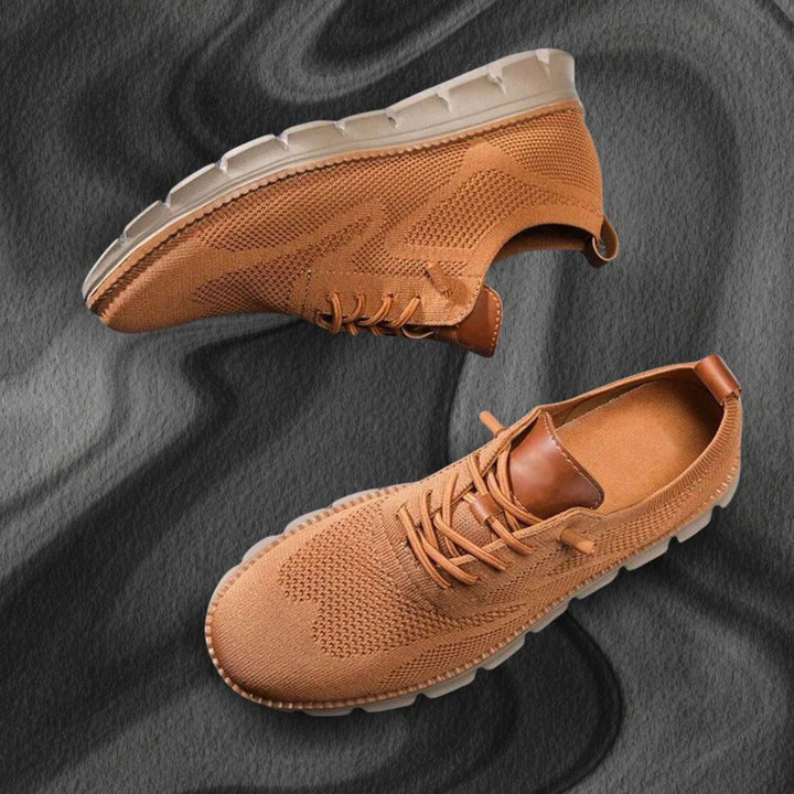 Men's knit lace-up sneaker with textured panels