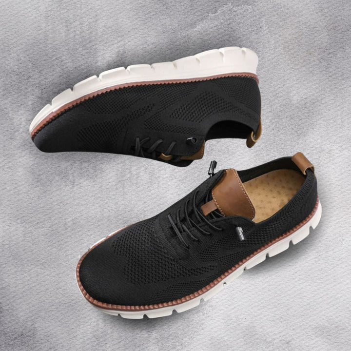 Men's knit lace-up sneaker with textured panels