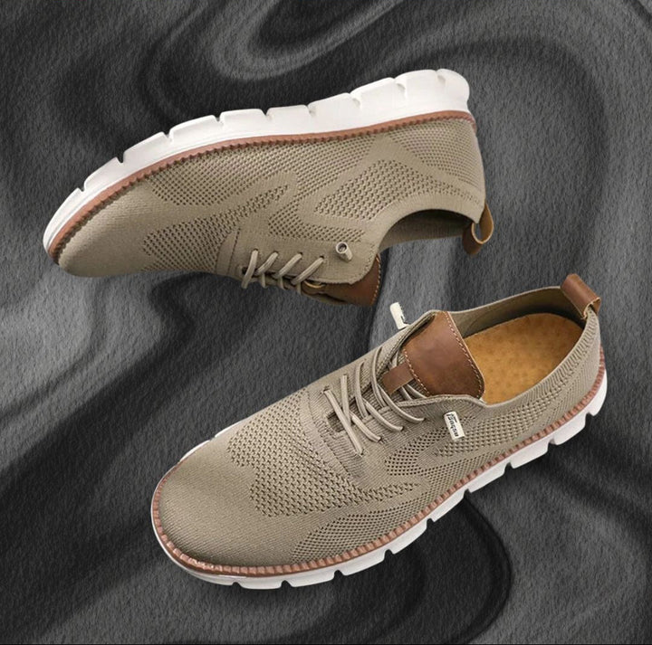 Men's knit lace-up sneaker with textured panels