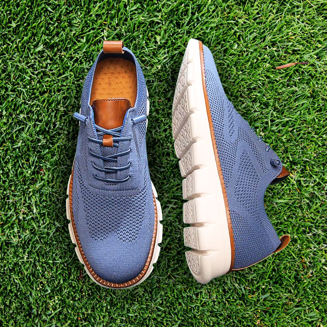 Men's knit lace-up sneaker with textured panels