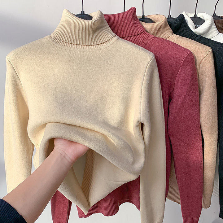 Women's long-sleeve turtleneck jumper with ribbed collar