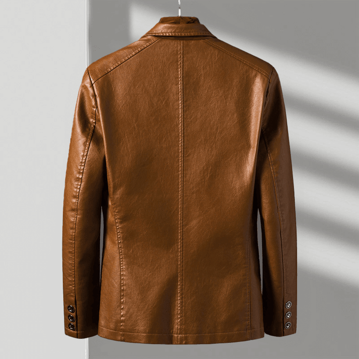 Men's blazer jacket with notched lapels, long sleeves and patch pockets