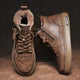Men's lace-up ankle boots with side zipper and fur-textured lining