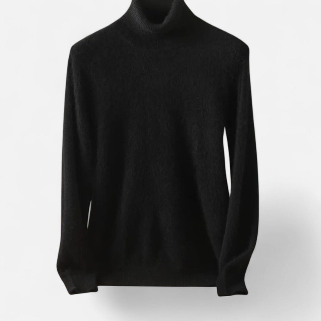 Men's plain long-sleeve roll neck jumper with ribbed trims