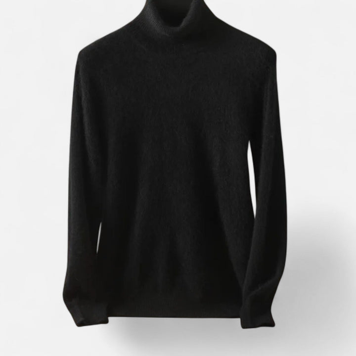 Men's plain long-sleeve roll neck jumper with ribbed trims