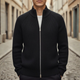 Men's ribbed cardigan with stand collar and full front zip