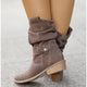 Women's slouch mid-calf boots with side zipper and low heel