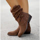 Women's slouch mid-calf boots with side zipper and low heel