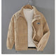 Men's ribbed corduroy padded jacket with high collar and front pockets