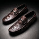 Croc texture loafers with metal bit detail and rounded toes
