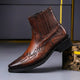 Men's ankle Chelsea boots with pointed toes, elastic side panels and decorative stitched detailing