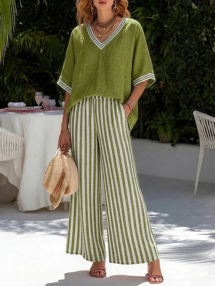Women's two-piece striped linen set