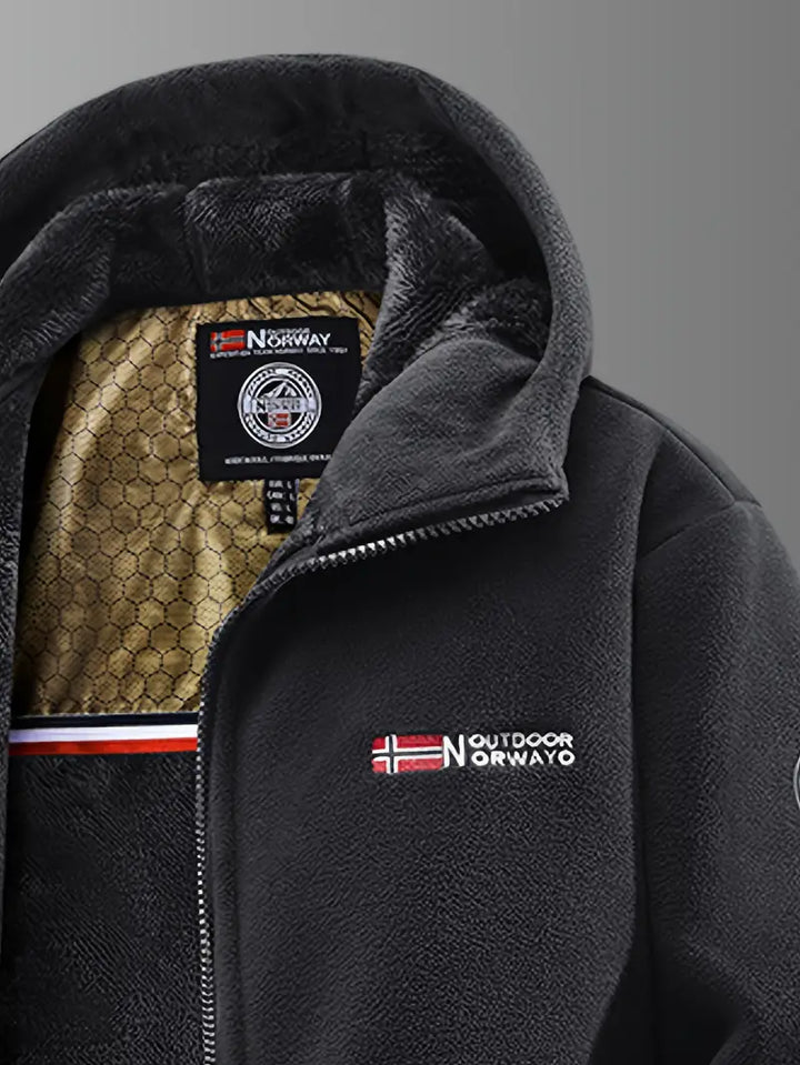 Men's hooded textured jacket with full zip and front pockets