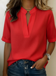 Women's Collared Blouse - Short Sleeve, Lightweight, Elegant, 7 Colours