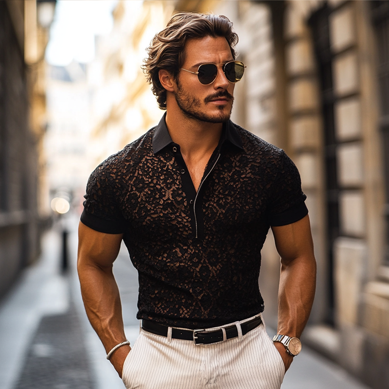 Jaxon | Men's Lace Short Sleeve Polo Shirt