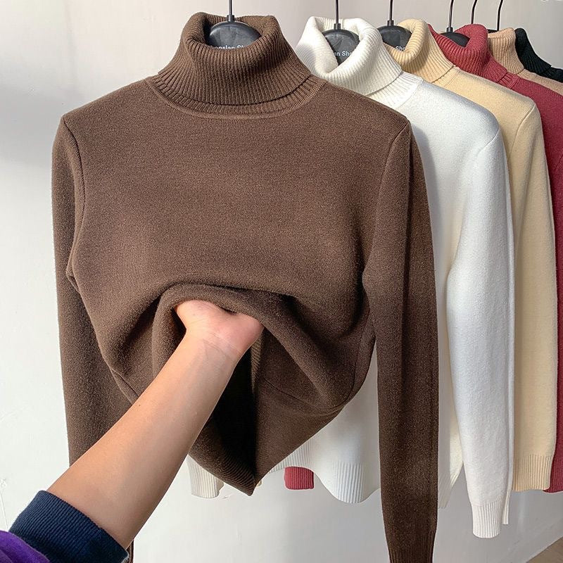 Women's long-sleeve turtleneck jumper with ribbed collar