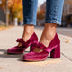 Women's Mary Jane Block Heel Pumps — Bow Strap Retro Court Shoes