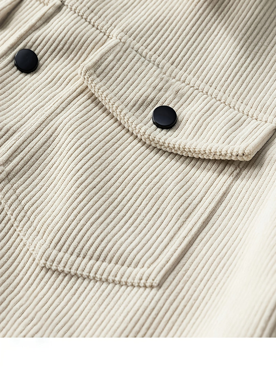 Men's corduroy utility jacket with pointed collar, button fastening and multiple pockets