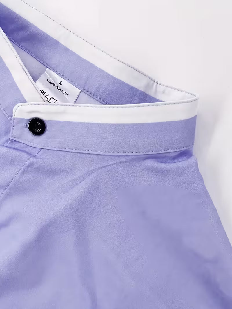 Men's long sleeve grandad collar shirt with chest pocket