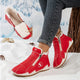 Women's lined ankle boots with faux-fur trim and side zip