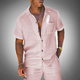 Elio | Men's Linen Two Piece Summer Set with Button Up Shirt and Shorts