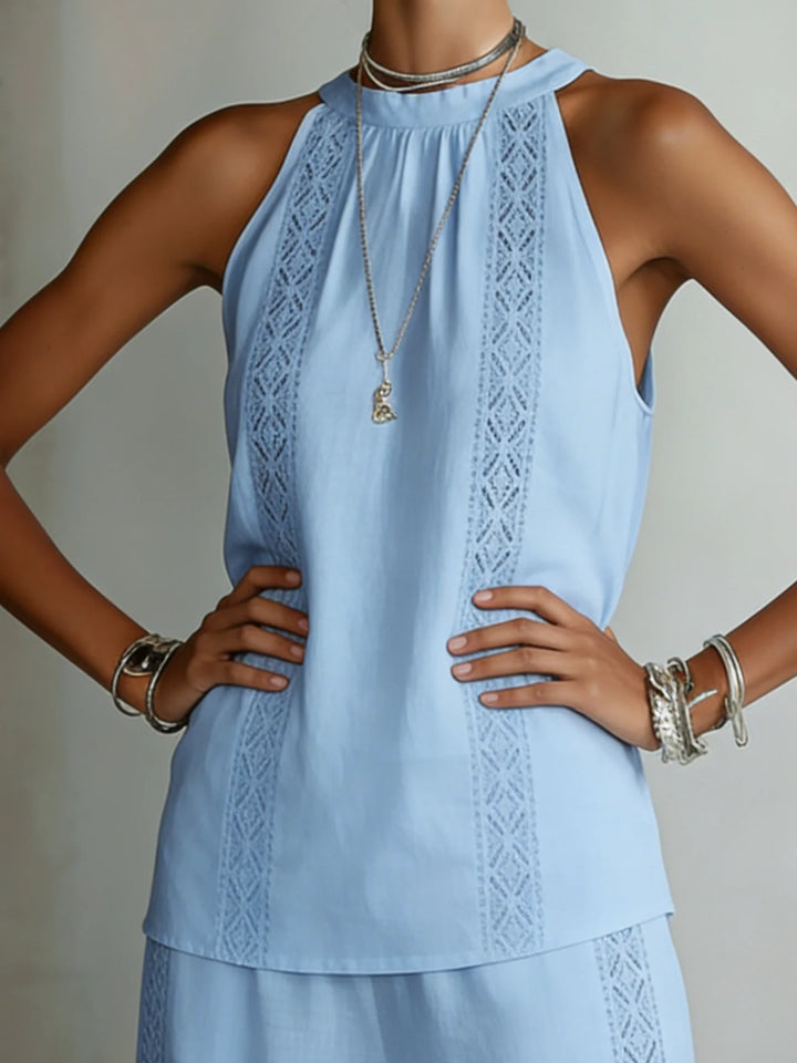 Women's two-piece halter-neck linen set