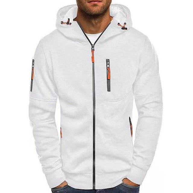Men's hooded zip cardigan with multiple pockets