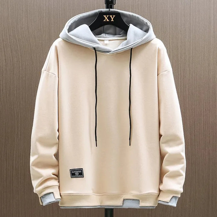 Men's colour block hoodie with drawstring hood and long sleeves
