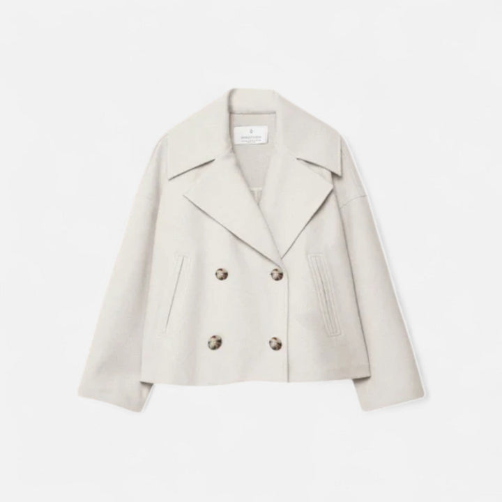 Women's cropped double-breasted blazer with notched lapels