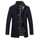 Men's structured padded coat with stand collar, buttons, zip fastening and side pockets
