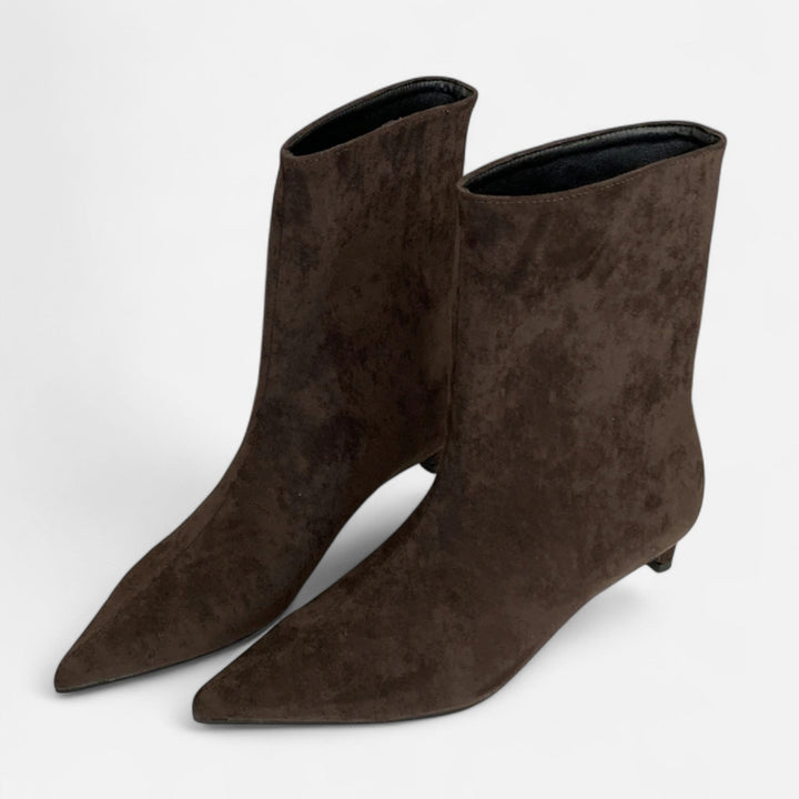 Women's pointed toe ankle boots with low heels