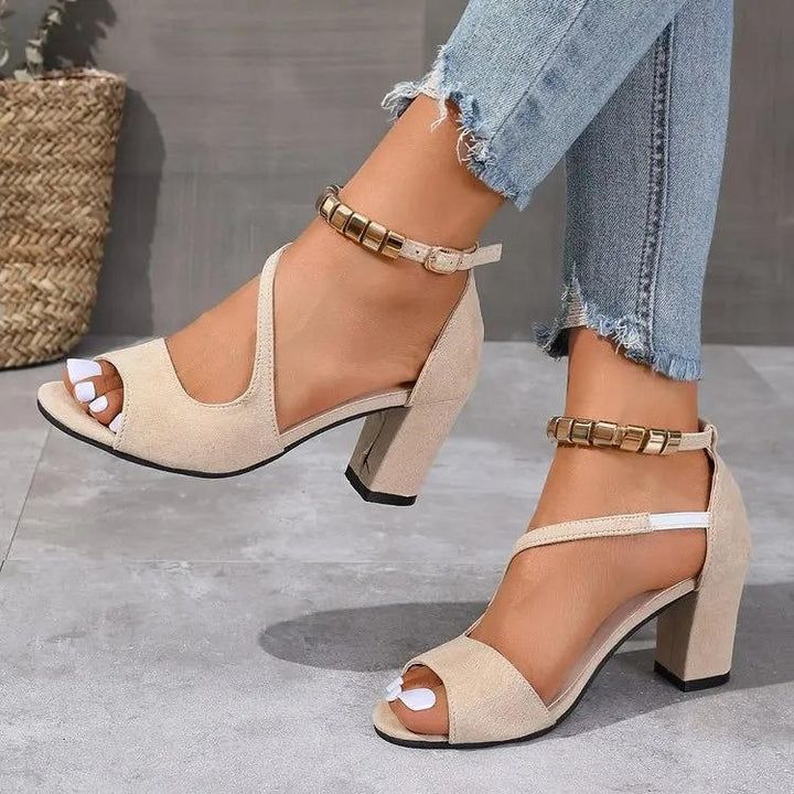 Sadie | Women's Block Heel Ankle Strap Peep Toe Dress Sandals
