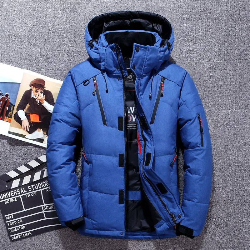 Men's padded hooded parka jacket with zipped pockets