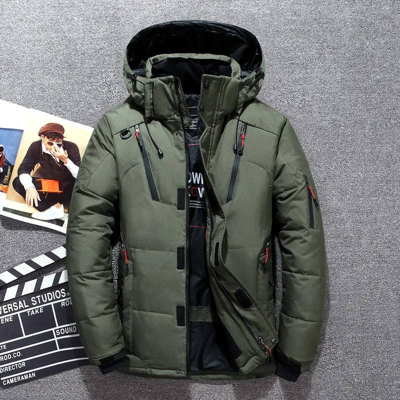 Men's padded hooded parka jacket with zipped pockets