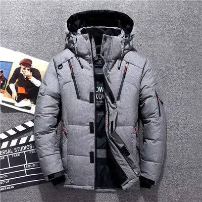 Men's padded hooded parka jacket with zipped pockets