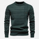 Men's long-sleeve striped crew neck sweater with ribbed trims