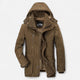 Men's hooded quilted parka with multiple pockets