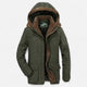 Men's hooded quilted parka with multiple pockets