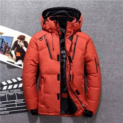 Men's padded hooded parka jacket with zipped pockets