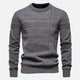 Men's long-sleeve striped crew neck sweater with ribbed trims