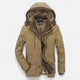 Men's hooded quilted parka with multiple pockets
