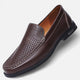 Men's slip-on loafers with perforated moc toe and low heel