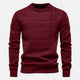 Men's long-sleeve striped crew neck sweater with ribbed trims