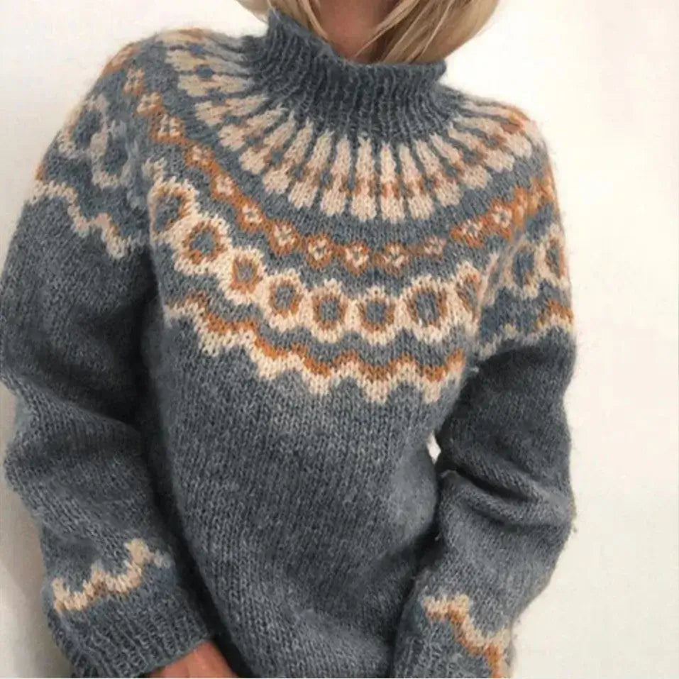 Women's Fair Isle patterned turtleneck jumper with long sleeves