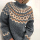 Women's Fair Isle patterned turtleneck jumper with long sleeves