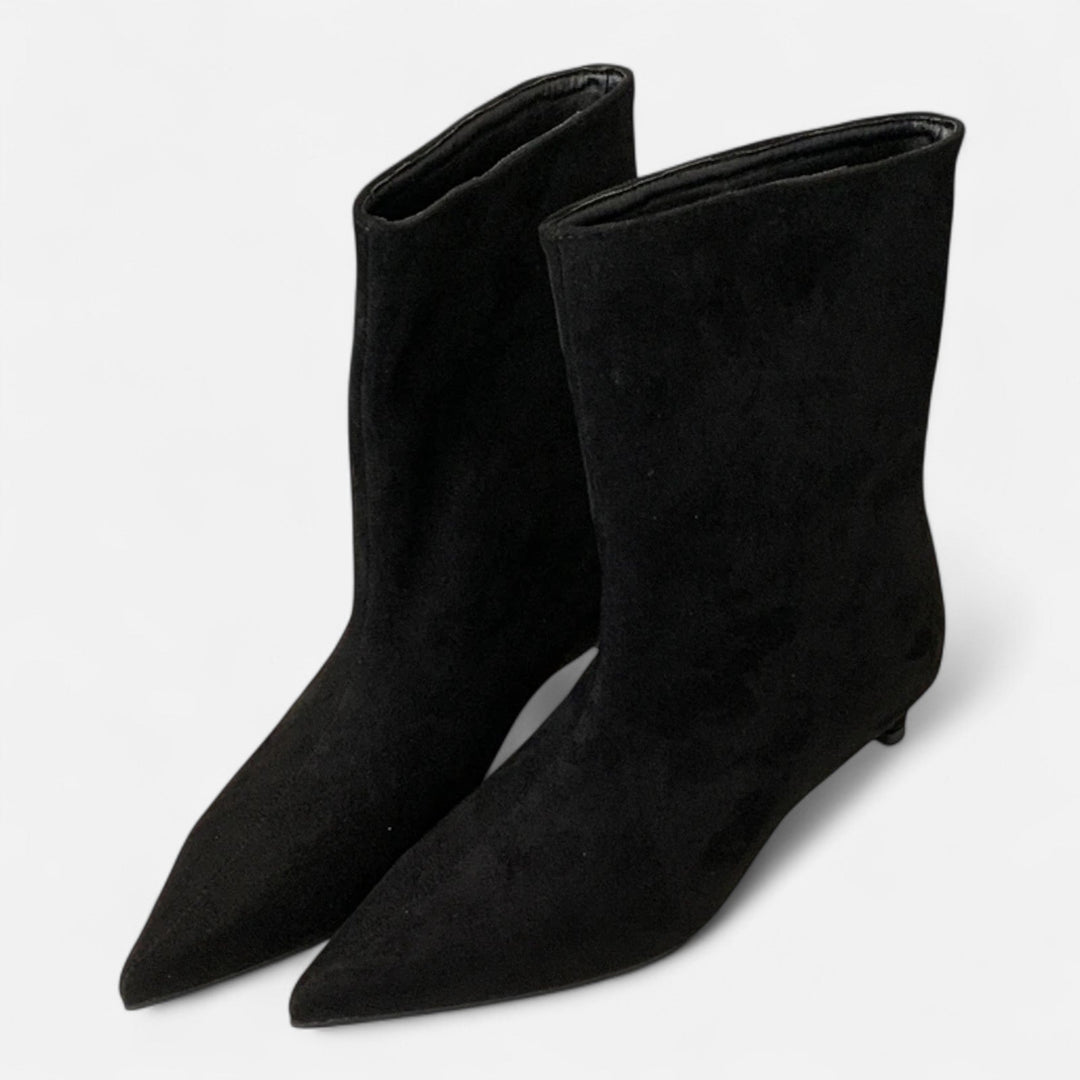 Women's pointed toe ankle boots with low heels